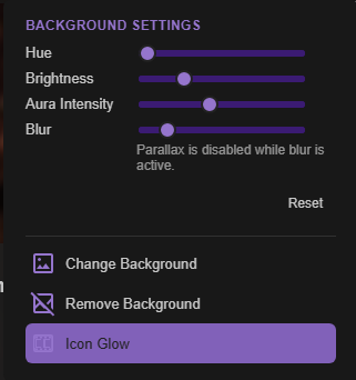 Caves of Wonders (CoW) Background Settings menu showing the Icon Glow option for a Cave icon