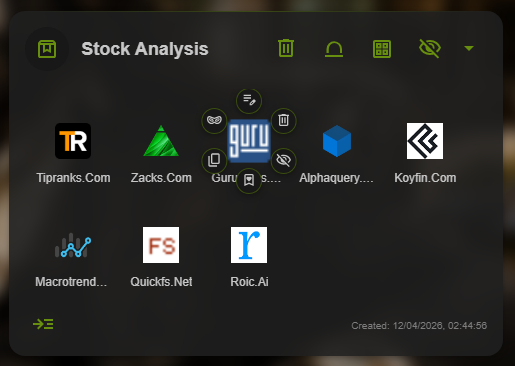 Caves of Wonders (CoW) Chest in icon view showing the action menu around a bookmark