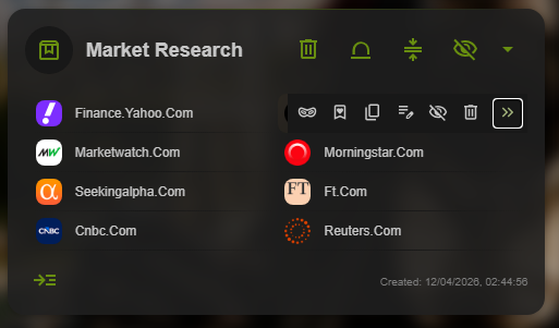Caves of Wonders (CoW) Chest in list view showing the bookmark action menu