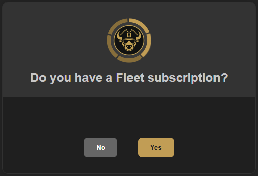 Caves of Wonders (CoW) Fleet setup Caves of Wonders (CoW) setup screen asking whether the user has a Fleet subscription