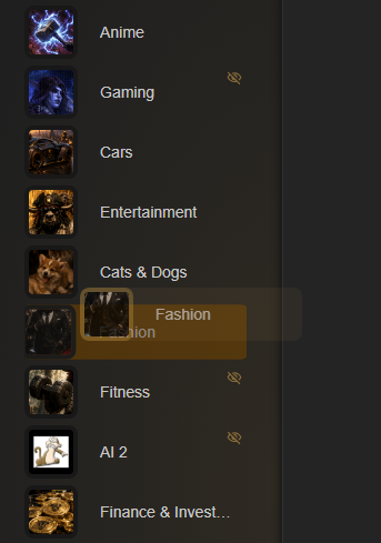 Caves of Wonders (CoW) sidebar showing a Cave icon being dragged into a new position
